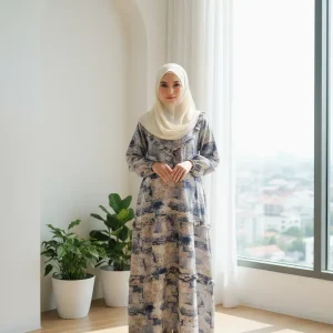 Hajjanah 'Aura' Abstract Print Tiered Dress