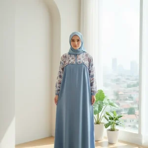 Hajjanah 'Serenity' Blue Floral Print Dress
