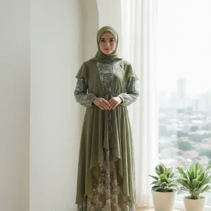 Hajjanah 'Liyana' Floral Dress & Vest Set