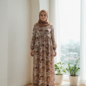 Hajjanah 'Marwa' Abstract Print Gamis