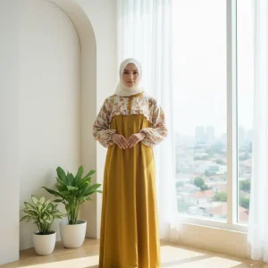 Hajjanah 'Marigold' Mustard Floral Maxi Dress