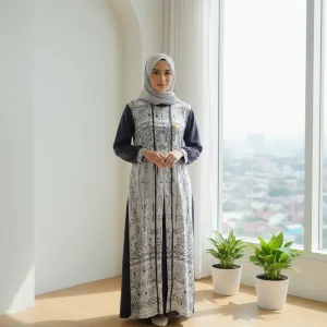 Hajjanah 'Asha' Royal Navy Batik Gamis